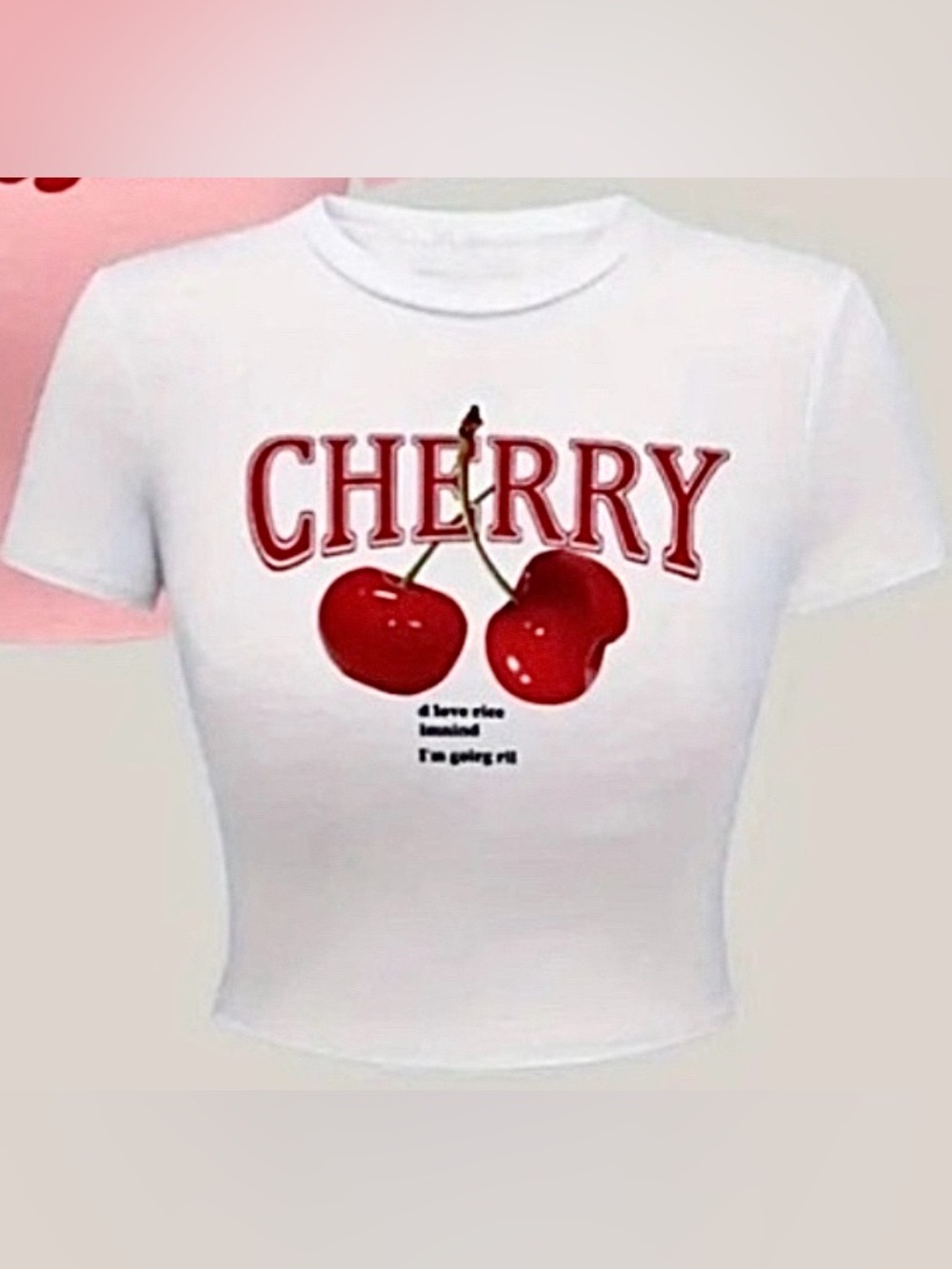 NWOT WHITE- Cherry Graphic Crop Top size large